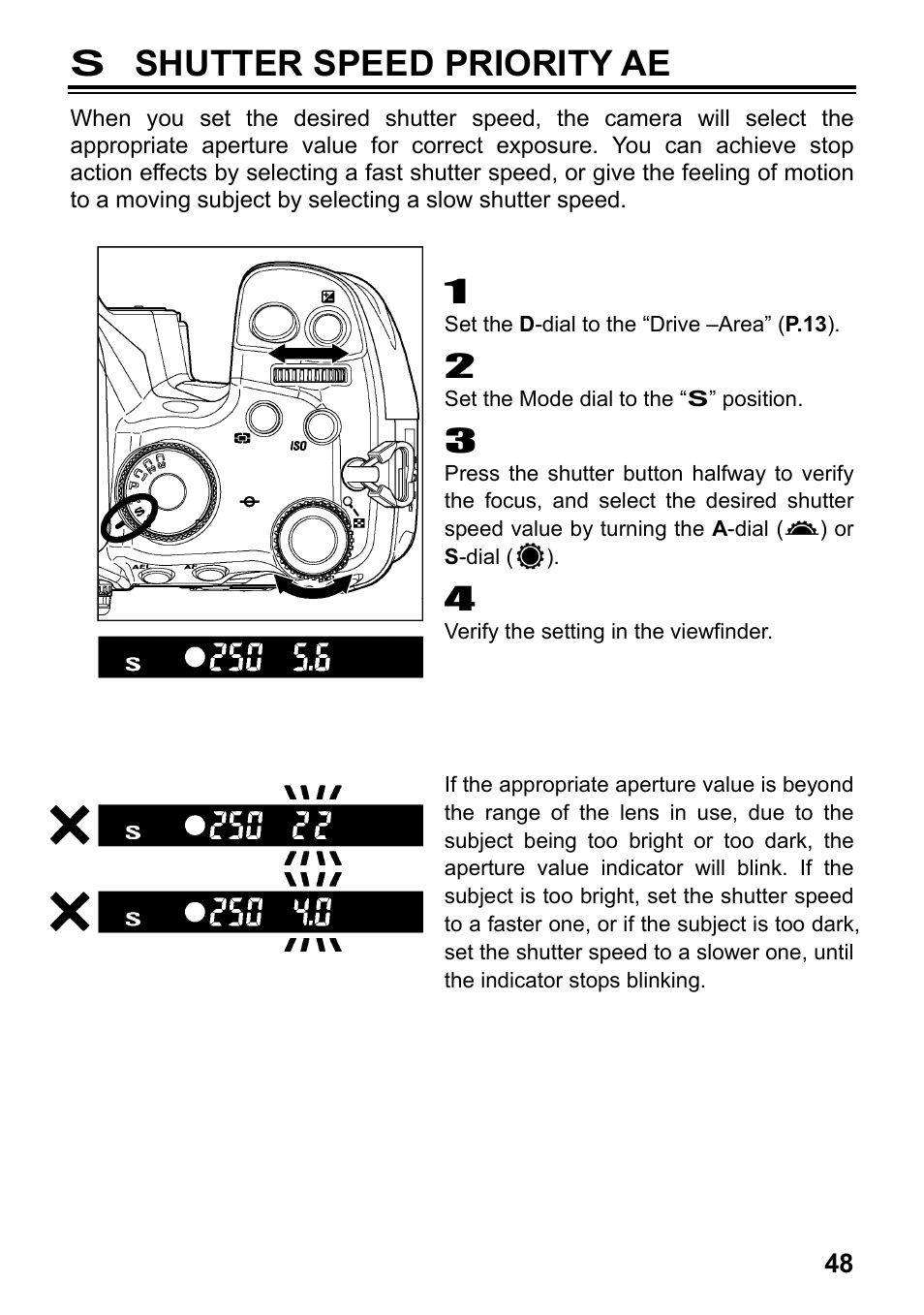 S shutter speed priority ae | SIGMA SD1 User Manual | Page 49 / 129