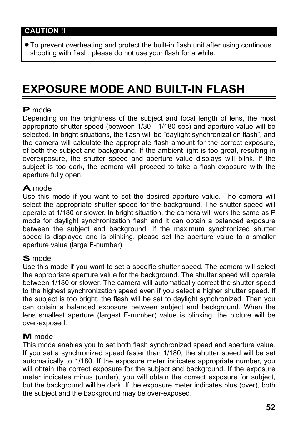 Exposure mode and built-in flash | SIGMA SD1 User Manual | Page 53 / 129