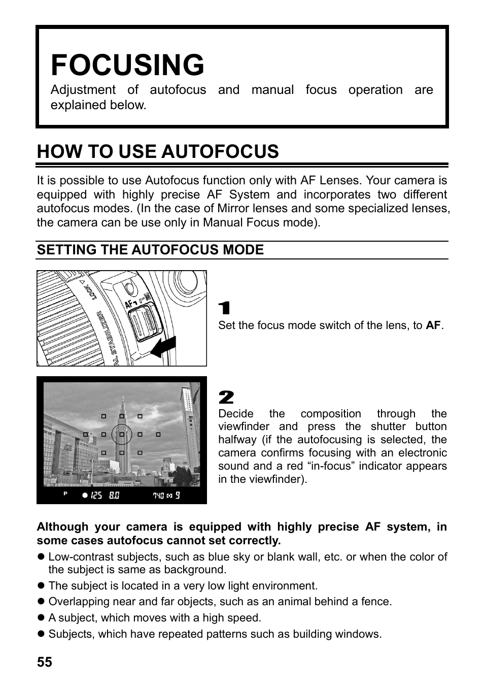 Focusing, How to use autofocus | SIGMA SD1 User Manual | Page 56 / 129