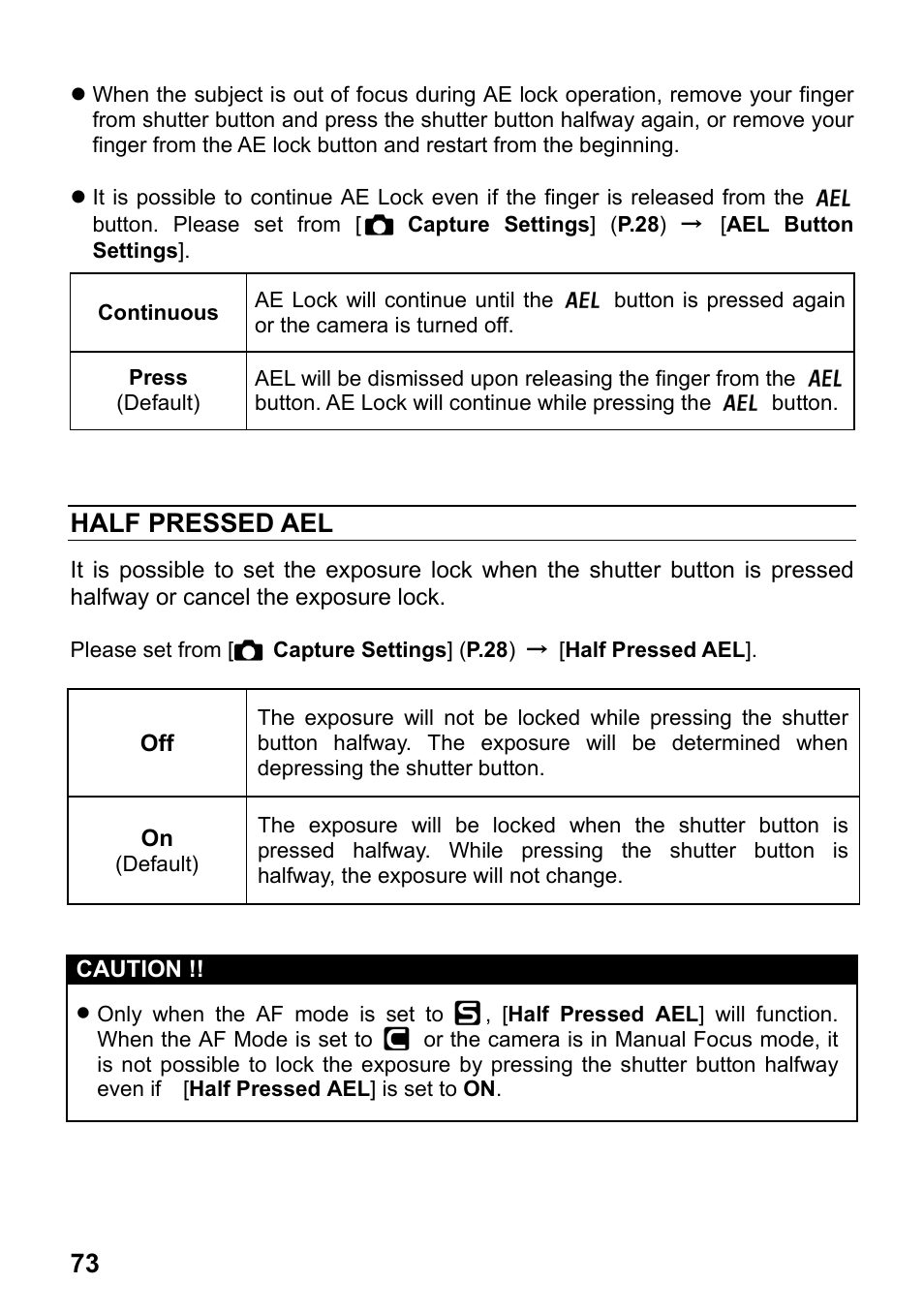 Half pressed ael | SIGMA SD1 User Manual | Page 74 / 129