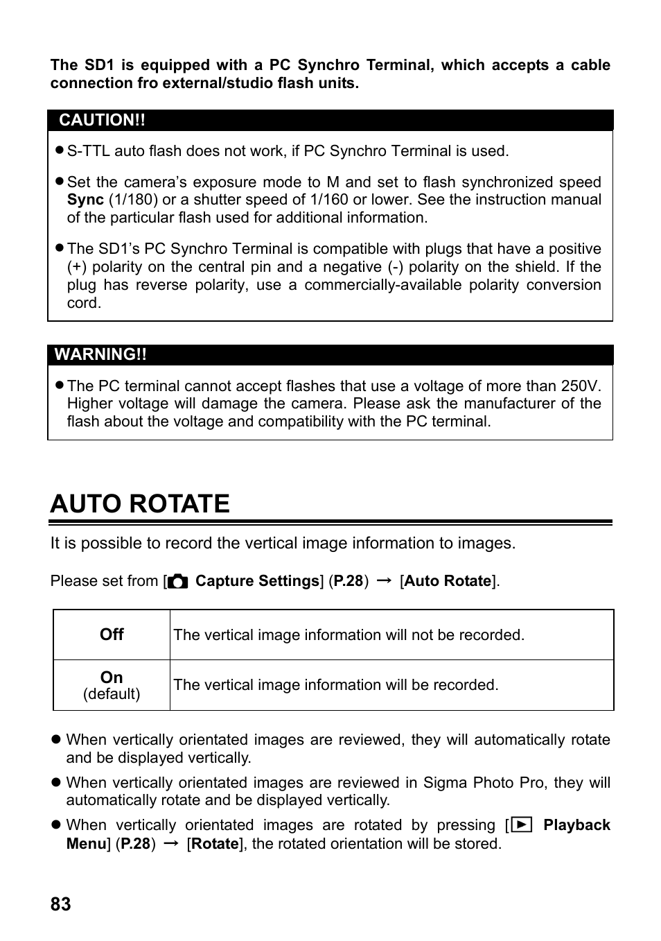 Auto rotate | SIGMA SD1 User Manual | Page 84 / 129