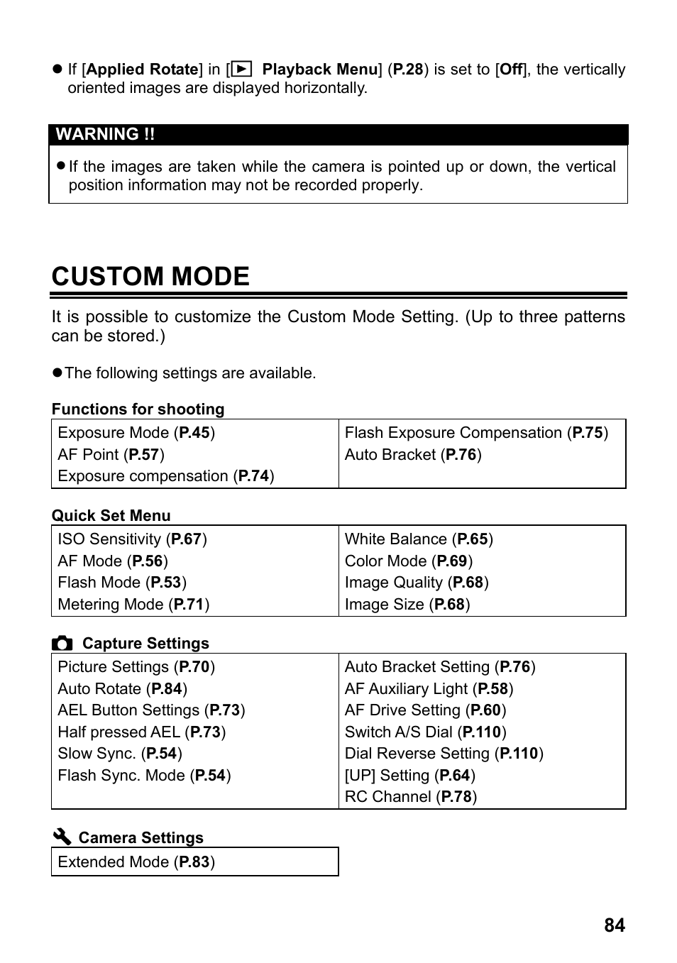 Custom mode | SIGMA SD1 User Manual | Page 85 / 129