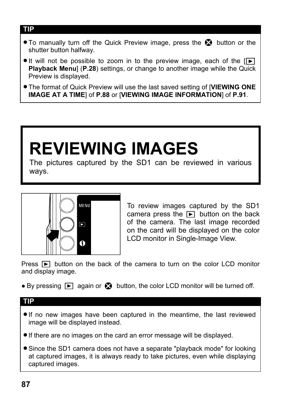 Reviewing images | SIGMA SD1 User Manual | Page 88 / 129
