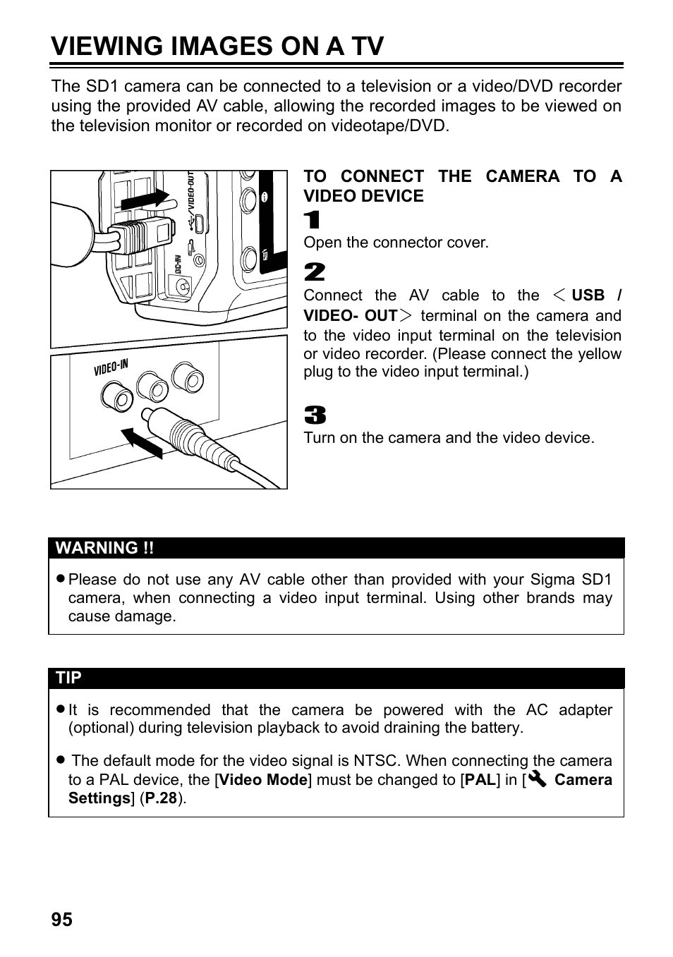 Viewing images on a tv | SIGMA SD1 User Manual | Page 96 / 129