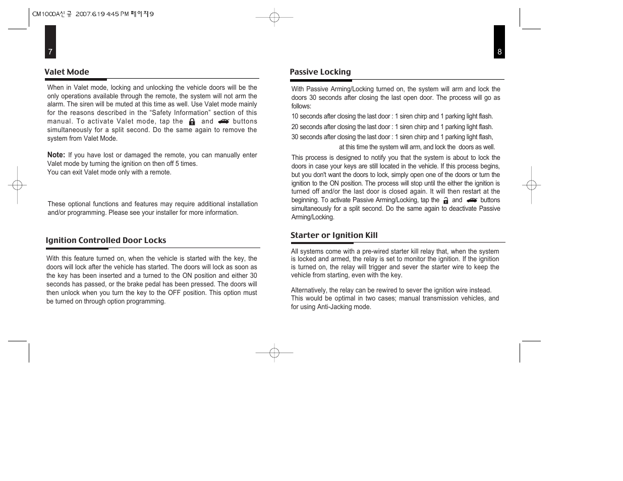 Optional features/functions | CompuSTAR CM1000A User Manual | Page 5 / 12