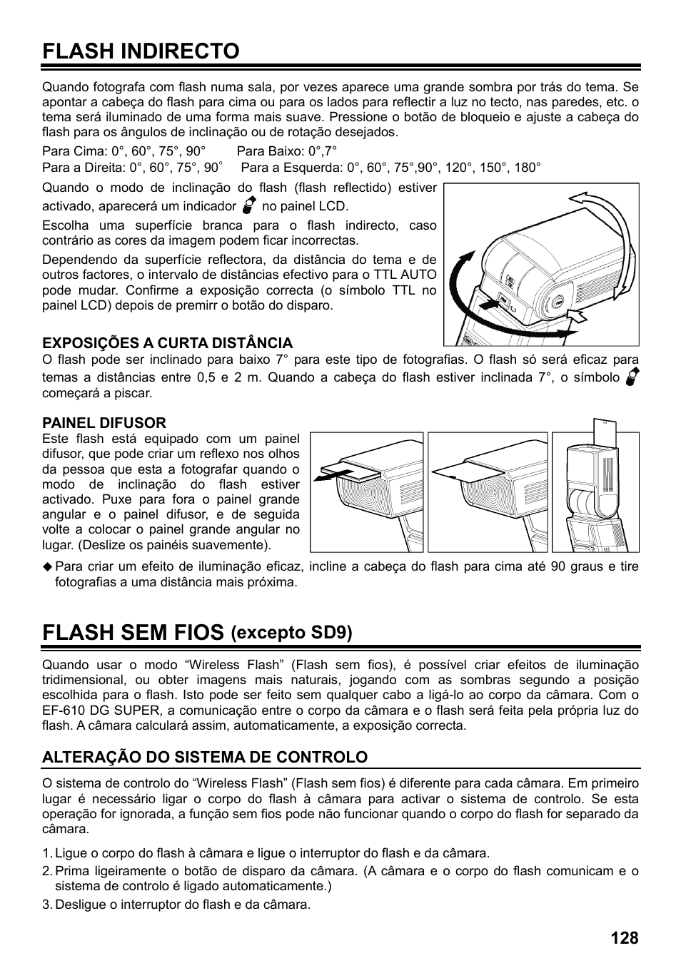 Flash indirecto, Flash sem fios, Excepto sd9) | SIGMA ELECTRONIC FLASH EF-610 DG SUPER SA-STTL (シグマ用) User Manual | Page 129 / 136