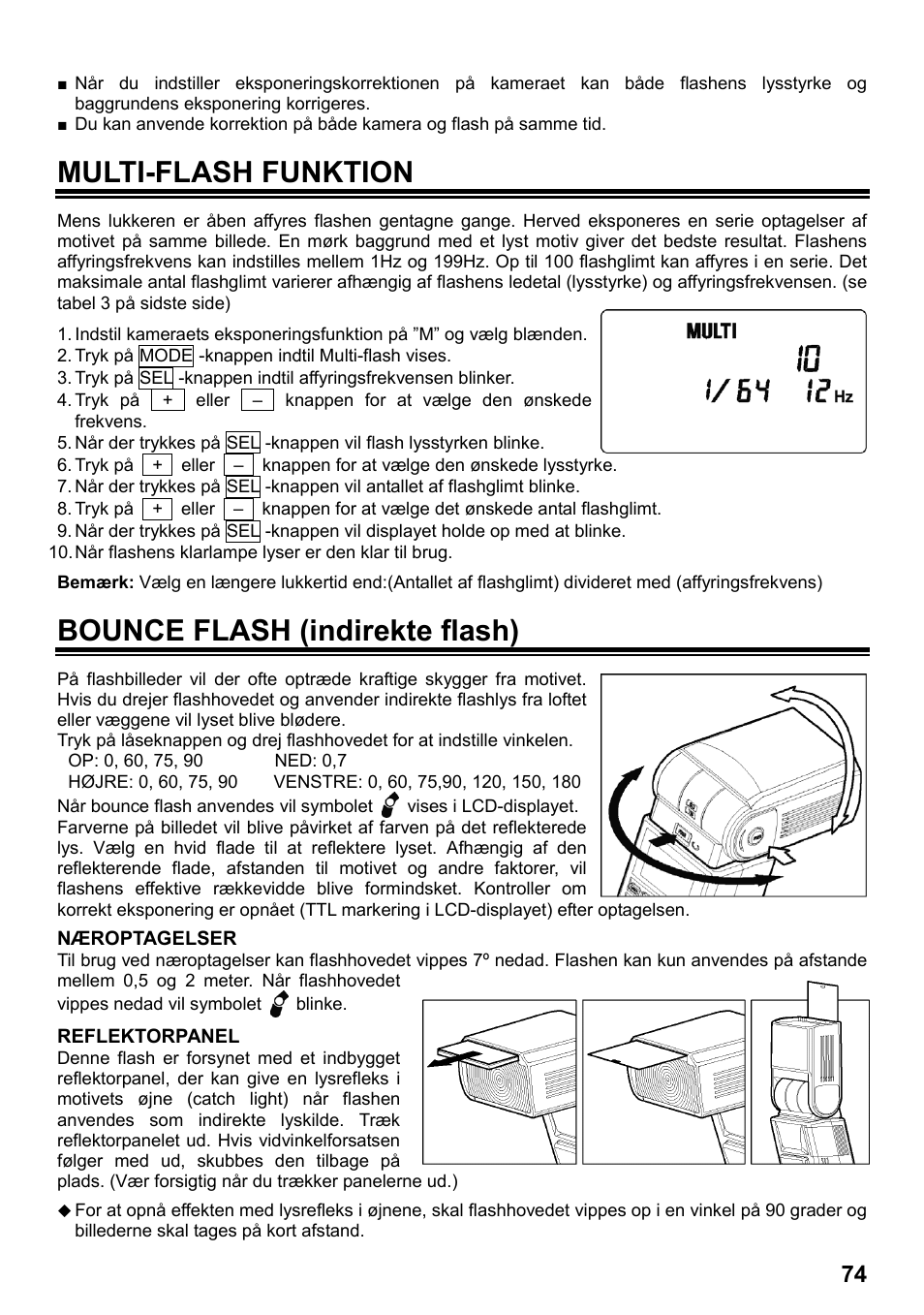 Multi-flash funktion, Bounce flash (indirekte flash) | SIGMA ELECTRONIC FLASH EF-610 DG SUPER SA-STTL (シグマ用) User Manual | Page 75 / 136