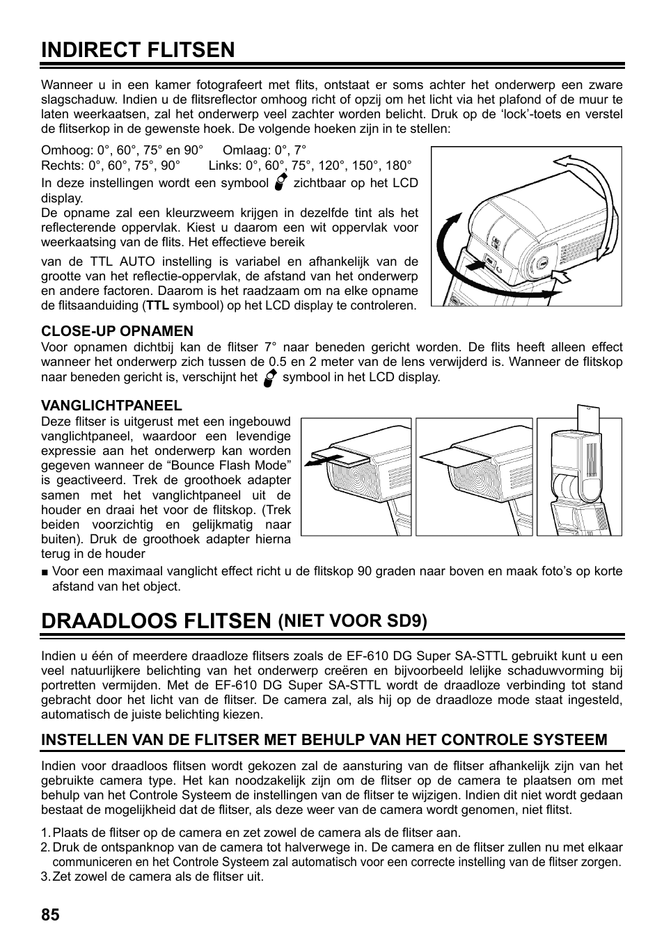 Indirect flitsen, Draadloos flitsen, Niet voor sd9) | SIGMA ELECTRONIC FLASH EF-610 DG SUPER SA-STTL (シグマ用) User Manual | Page 86 / 136