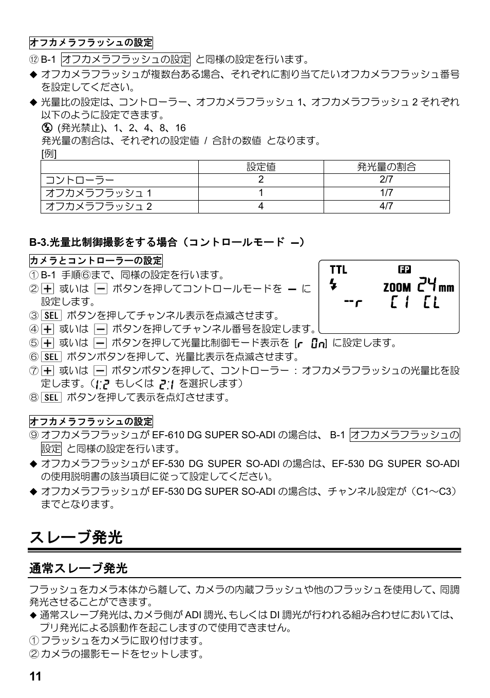 スレーブ発光, 通常スレーブ発光 | SIGMA ELECTRONIC FLASH EF-610 DG SUPER SO-ADI (ソニー用) User Manual | Page 12 / 128