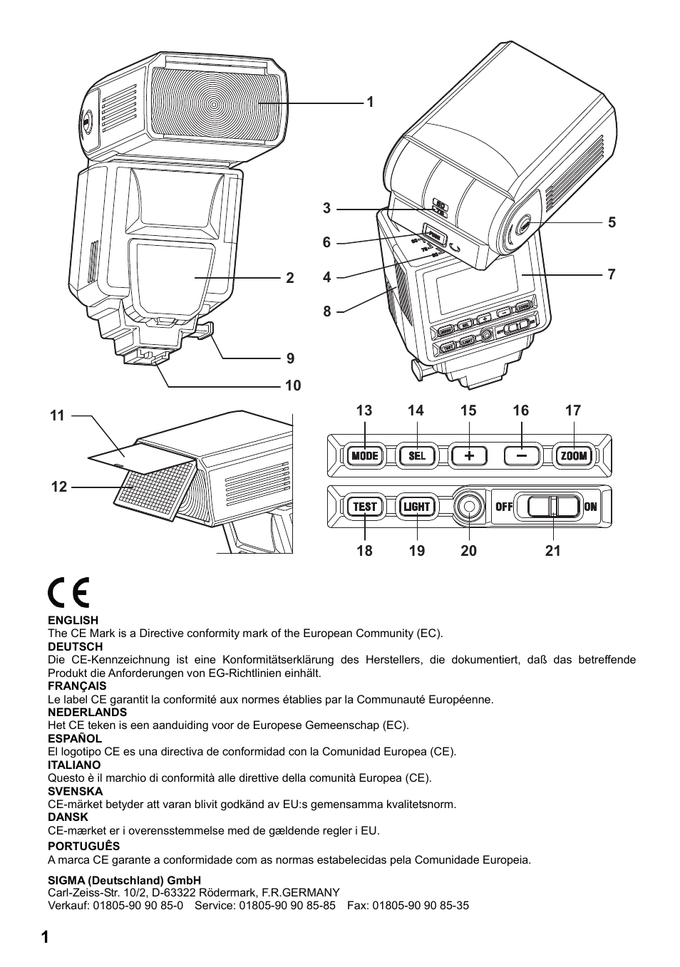 SIGMA ELECTRONIC FLASH EF-610 DG SUPER SO-ADI (ソニー用) User Manual | Page 2 / 128