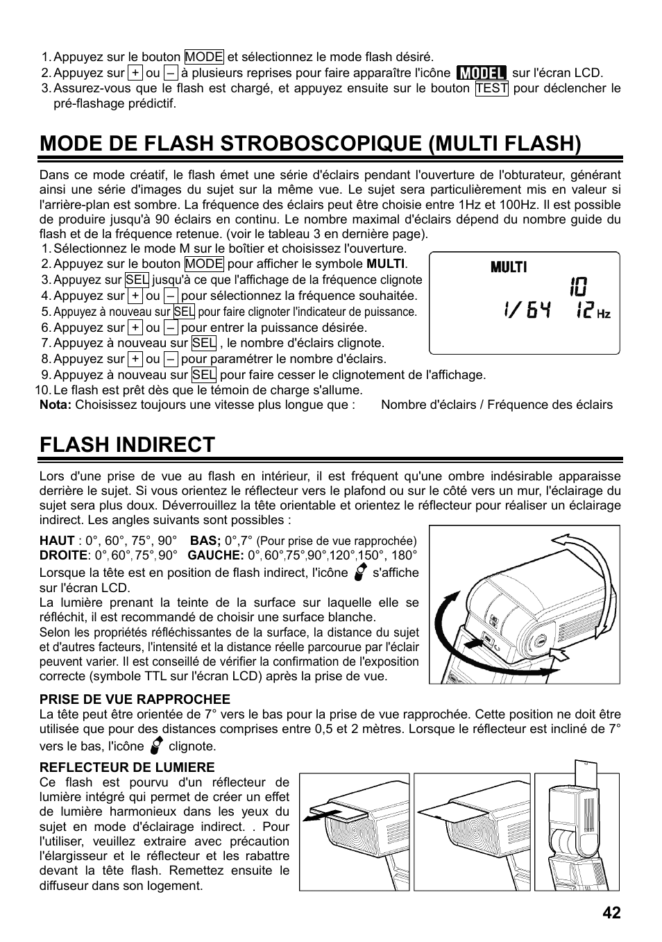 Mode de flash stroboscopique (multi flash), Flash indirect | SIGMA ELECTRONIC FLASH EF-610 DG SUPER SO-ADI (ソニー用) User Manual | Page 43 / 128
