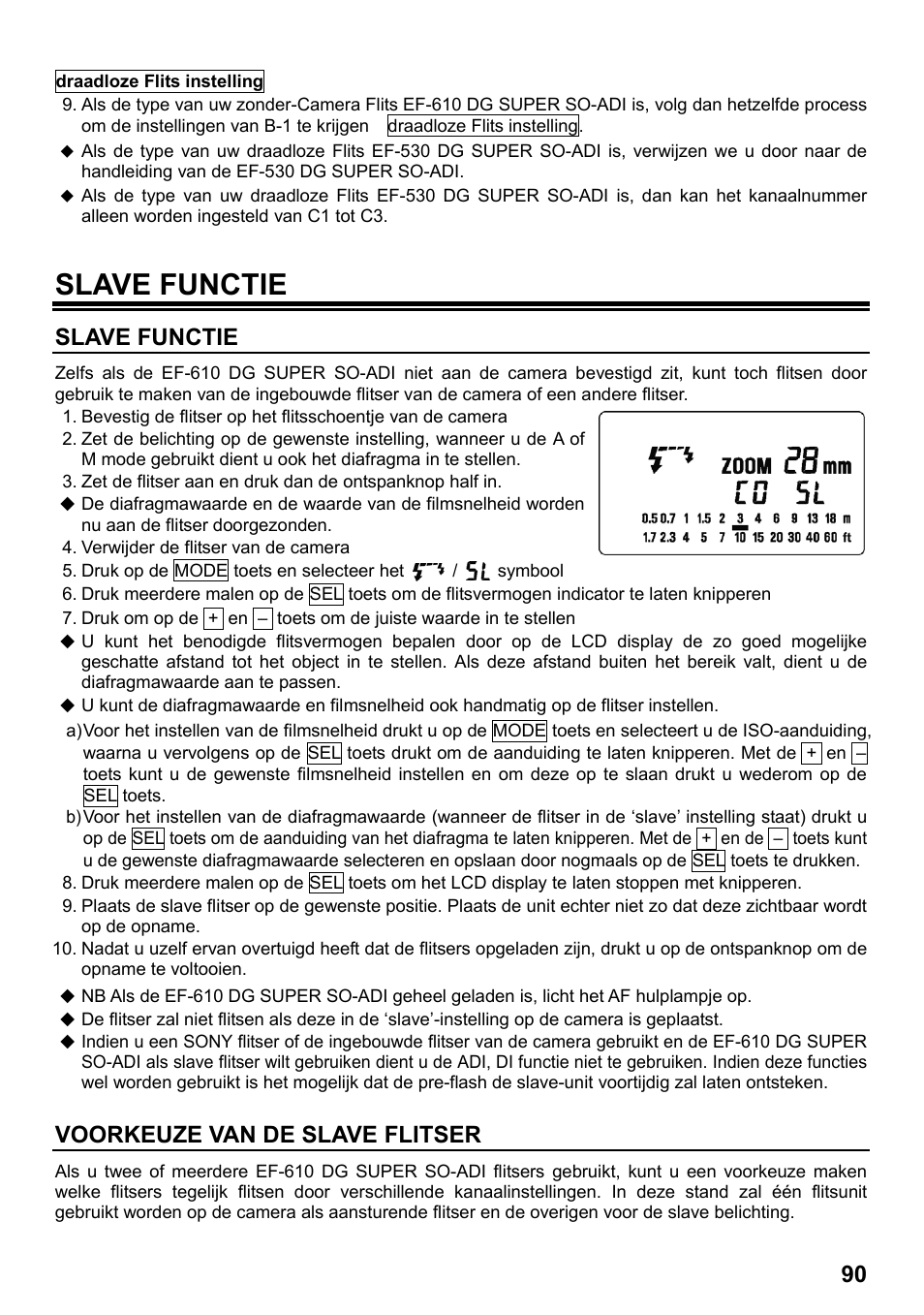 Slave functie, Voorkeuze van de slave flitser | SIGMA ELECTRONIC FLASH EF-610 DG SUPER SO-ADI (ソニー用) User Manual | Page 91 / 128