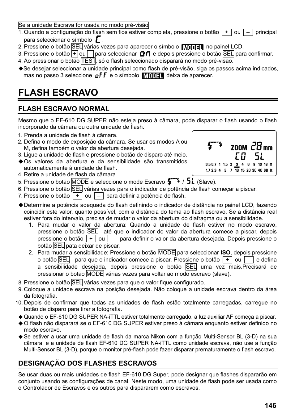 Flash escravo, Flash escravo normal, Designação dos flashes escravos | SIGMA ELECTRONIC FLASH EF-610 DG SUPER NA-iTTL (ニコン用) User Manual | Page 147 / 150