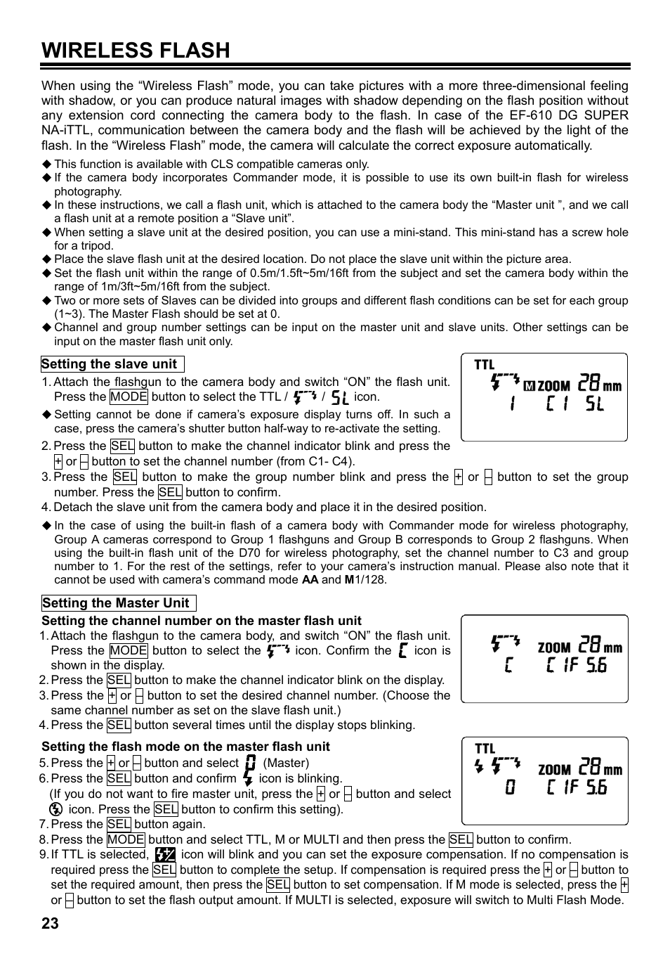 Wireless flash | SIGMA ELECTRONIC FLASH EF-610 DG SUPER NA-iTTL (ニコン用) User Manual | Page 24 / 150