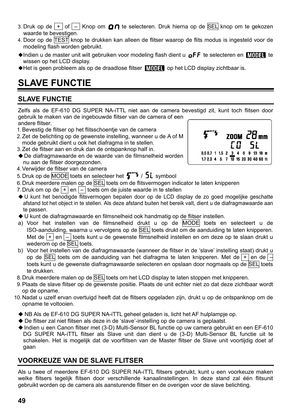 Slave functie, Voorkeuze van de slave flitser | SIGMA ELECTRONIC FLASH EF-610 DG SUPER NA-iTTL (ニコン用) User Manual | Page 50 / 150