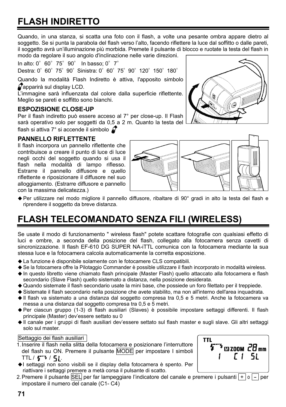 Flash indiretto, Flash telecomandato senza fili (wireless) | SIGMA ELECTRONIC FLASH EF-610 DG SUPER NA-iTTL (ニコン用) User Manual | Page 72 / 150