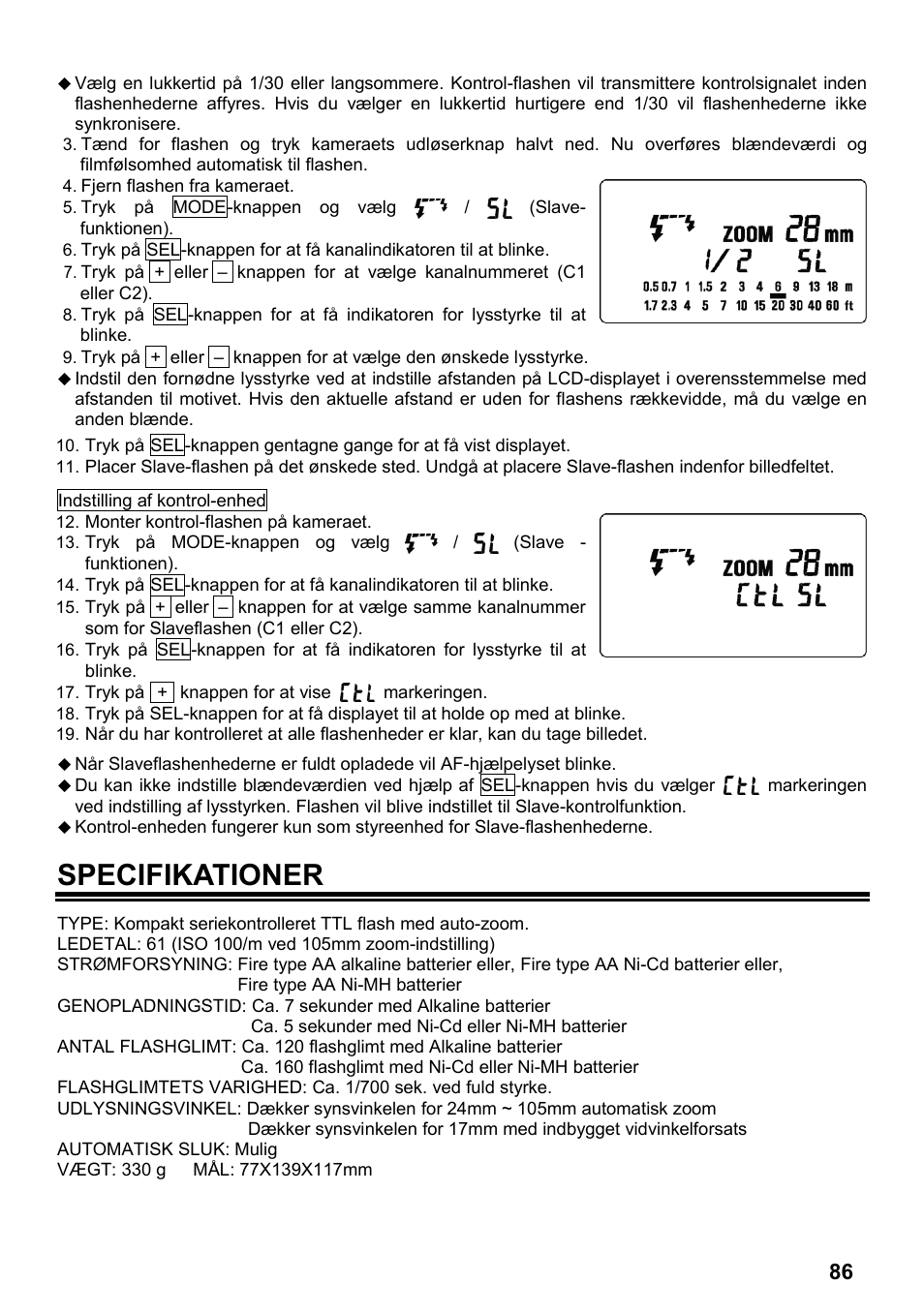 Specifikationer | SIGMA ELECTRONIC FLASH EF-610 DG SUPER NA-iTTL (ニコン用) User Manual | Page 87 / 150