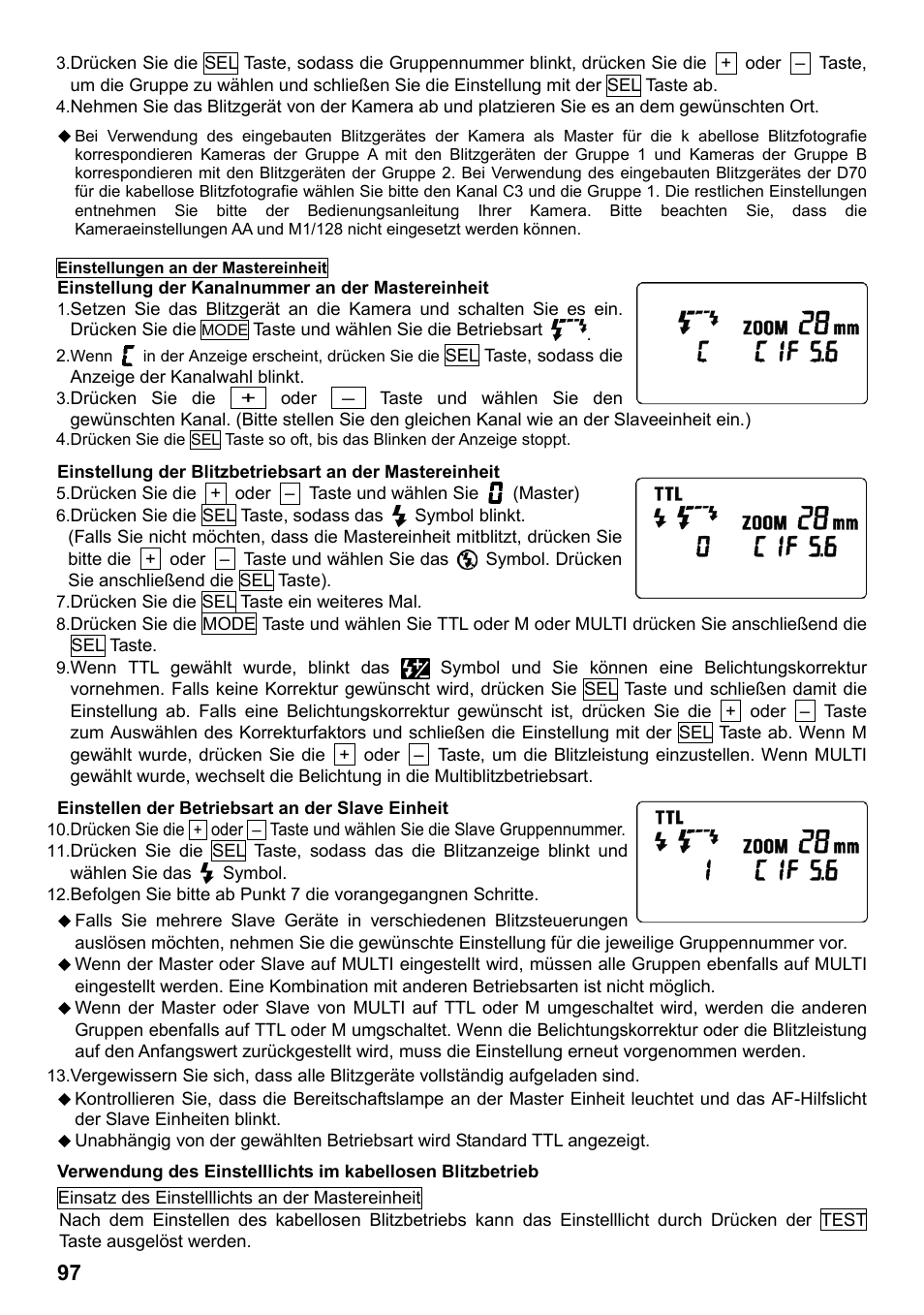 SIGMA ELECTRONIC FLASH EF-610 DG SUPER NA-iTTL (ニコン用) User Manual | Page 98 / 150