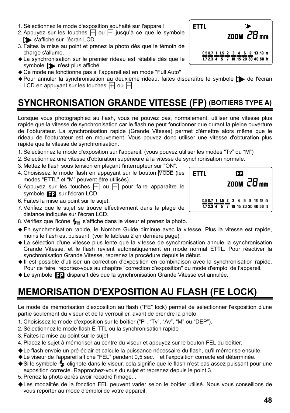 Synchronisation grande vitesse (fp), Boitiers type a) | SIGMA ELECTRONIC FLASH EF-610 DG SUPER EO-ETTL II (キヤノン用) User Manual | Page 49 / 160