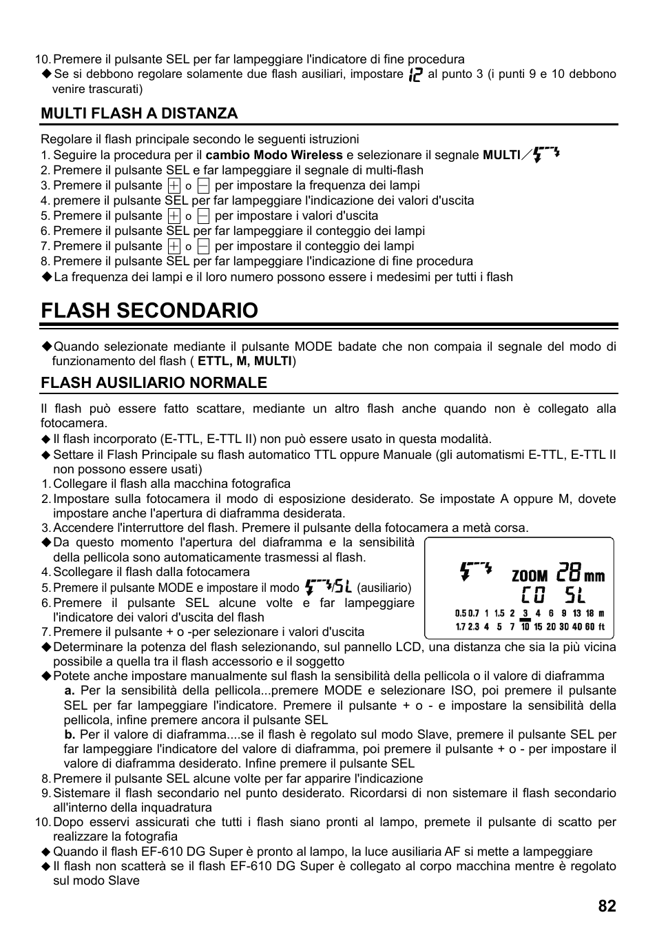 Flash secondario, Multi flash a distanza, Flash ausiliario normale | SIGMA ELECTRONIC FLASH EF-610 DG SUPER EO-ETTL II (キヤノン用) User Manual | Page 83 / 160