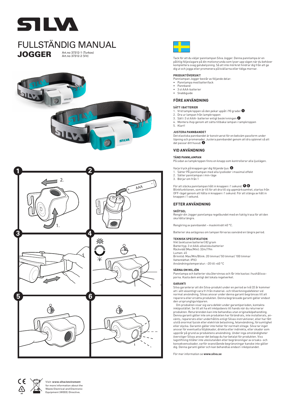 Fullständig manual, Jogger | SILVA Jogger User Manual | Page 2 / 12