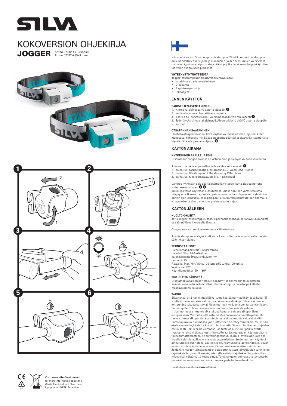 Kokoversion ohjekirja, Jogger | SILVA Jogger User Manual | Page 5 / 12