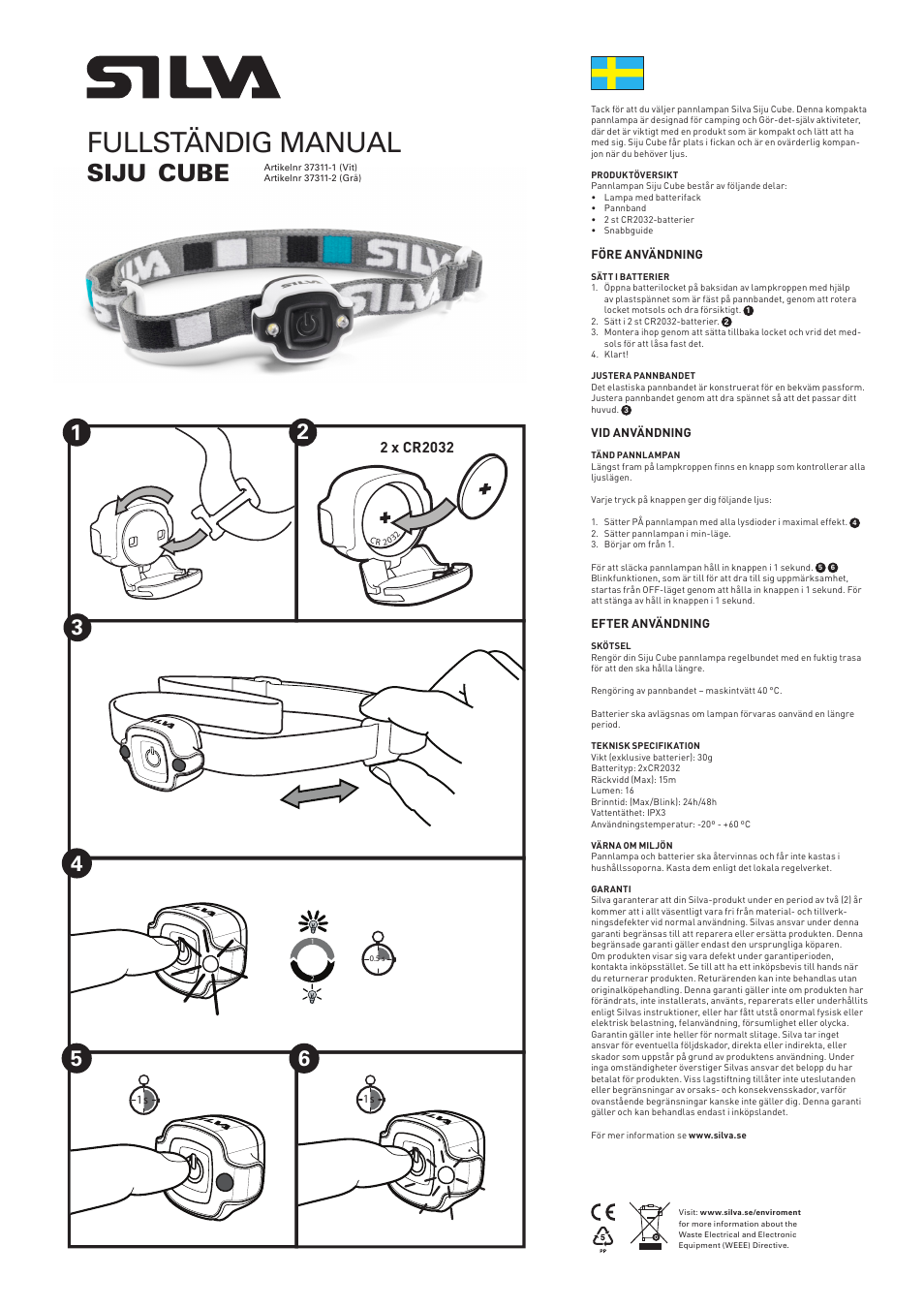 Fullständig manual, Siju, Cube | SILVA Siju Cube User Manual | Page 2 / 12