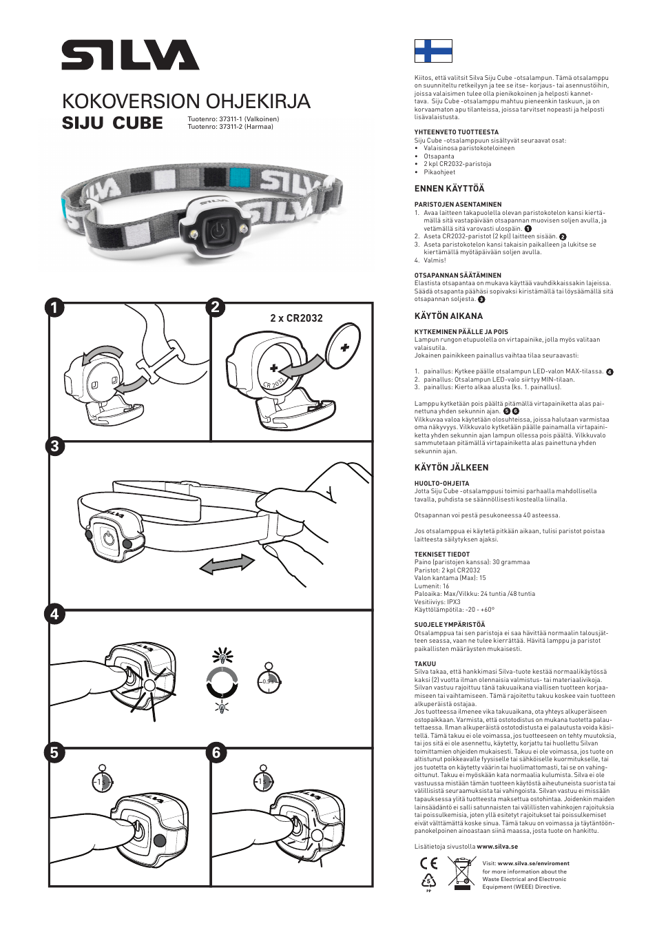 Kokoversion ohjekirja, Siju, Cube | SILVA Siju Cube User Manual | Page 8 / 12