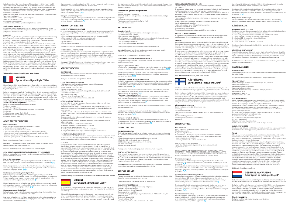 Manuel sprint et intelligent light, Silva, Manual silva sprint e intelligent light | Käyttöopas silva sprint ja intelligent light | SILVA Sprint User Manual | Page 2 / 4