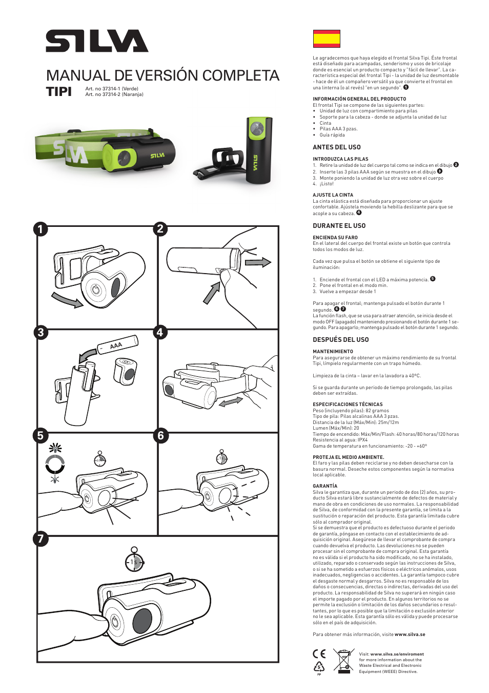 Manual de versión completa, Tipi | SILVA Tipi User Manual | Page 3 / 12