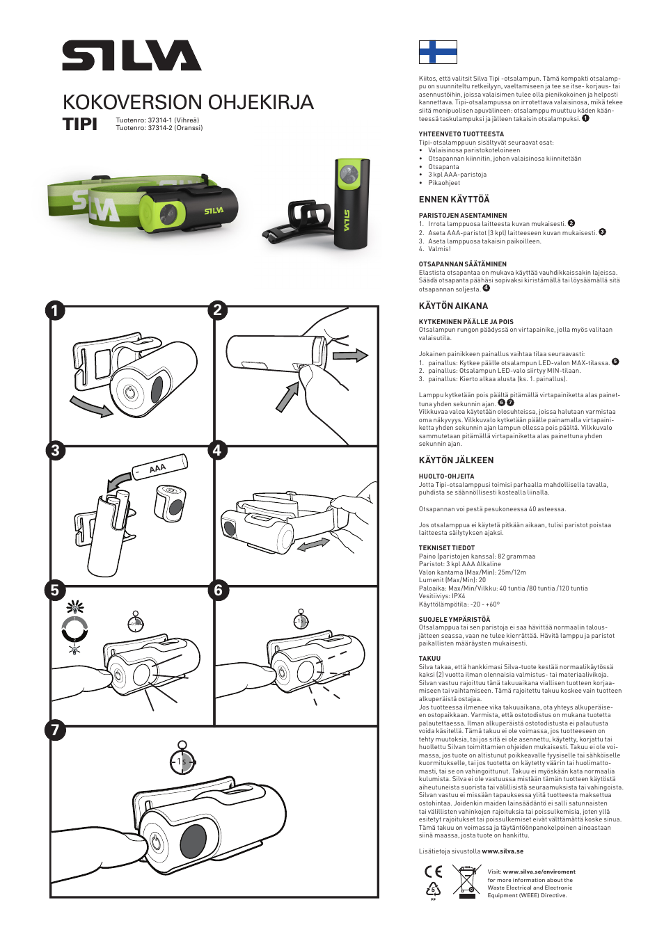 Kokoversion ohjekirja, Tipi | SILVA Tipi User Manual | Page 8 / 12