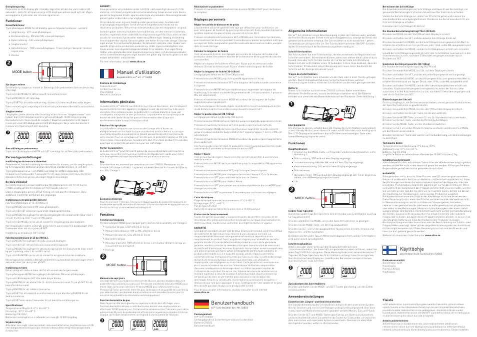 Day mem day mem day mem, Manuel d’utilisation, Benutzerhandbuch | Käyttöohje | SILVA ex30 User Manual | Page 3 / 4
