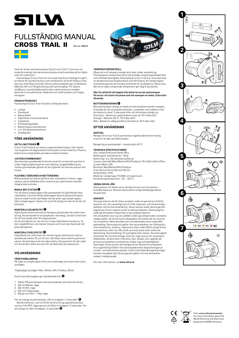 Fullständig manual, Cross, Trail | SILVA Cross Trail II User Manual | Page 3 / 13