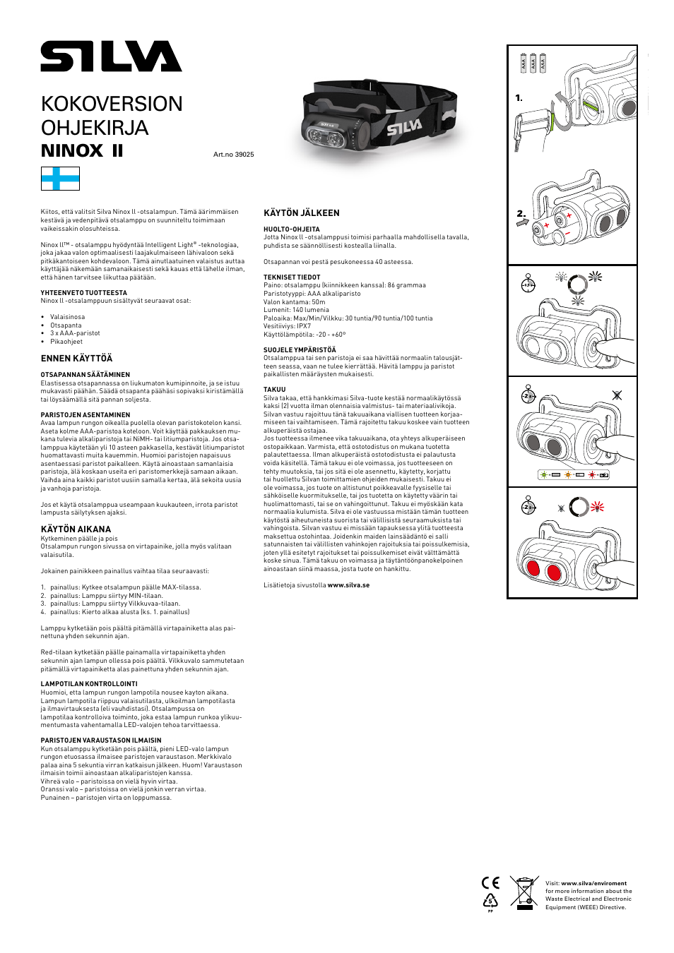 Kokoversion ohjekirja, Ninox | SILVA Ninox II User Manual | Page 5 / 13