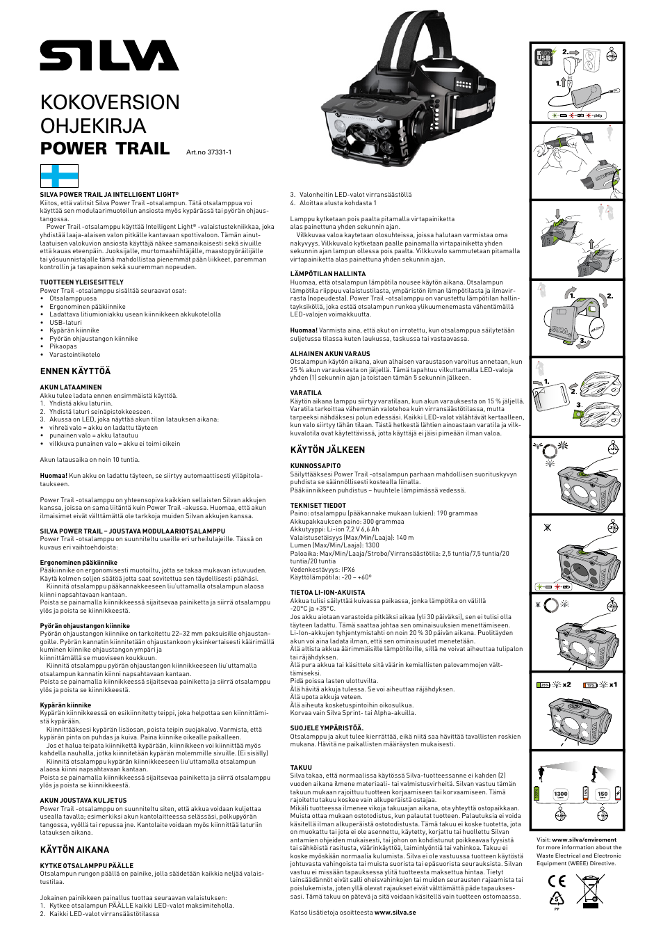 Kokoversion ohjekirja, Power, Trail | SILVA Power Trail User Manual | Page 5 / 13