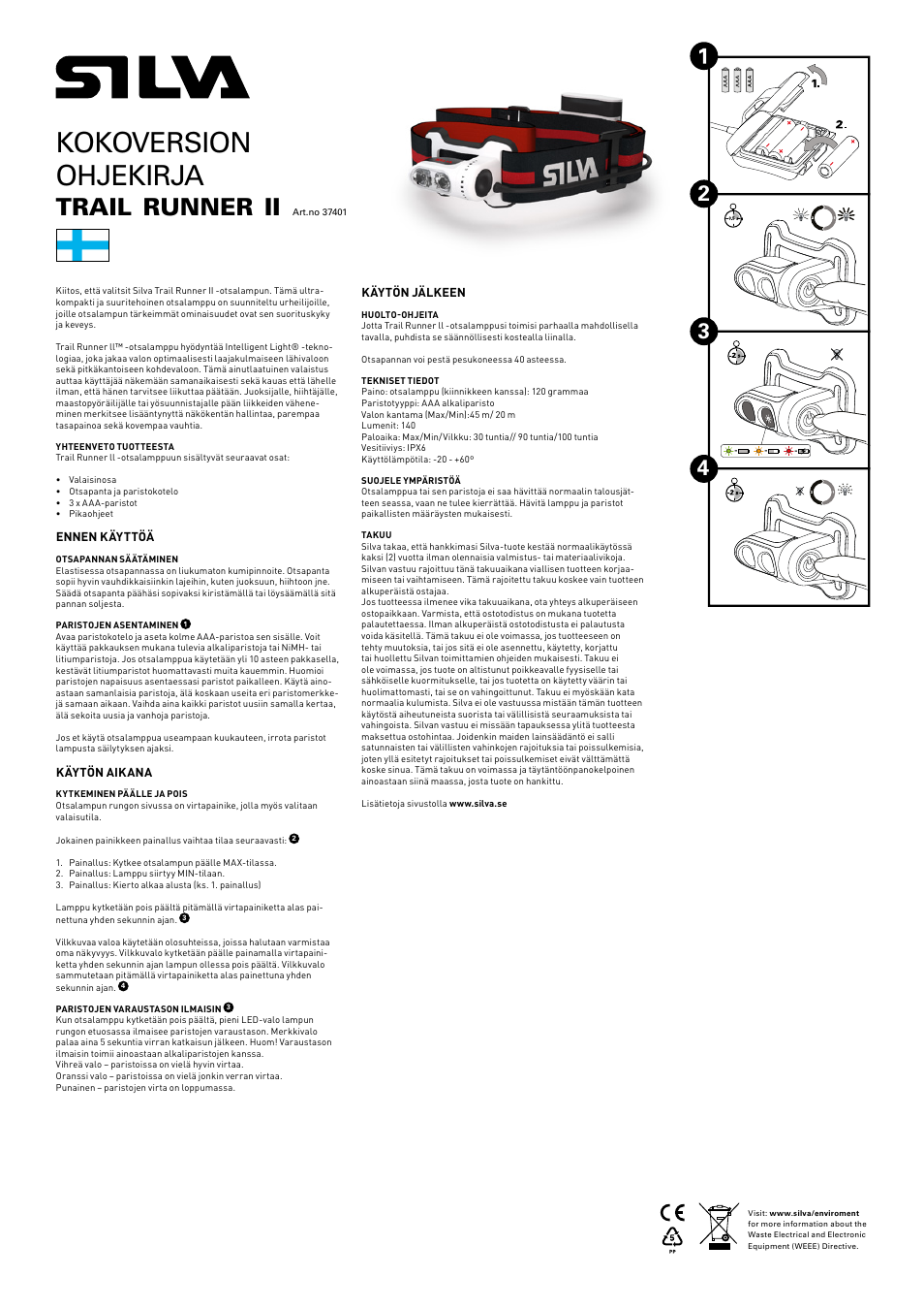 Kokoversion ohjekirja, Trail, Runner | SILVA Trail Runner II User Manual | Page 5 / 13
