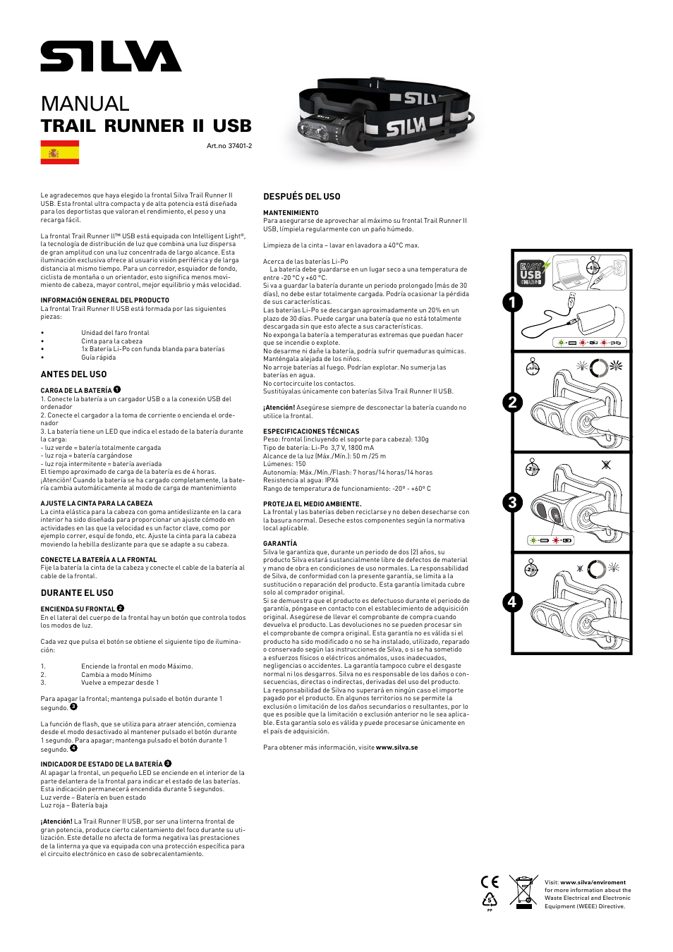Manual, Trail, Runner | SILVA Trail Runner II USB User Manual | Page 9 / 13