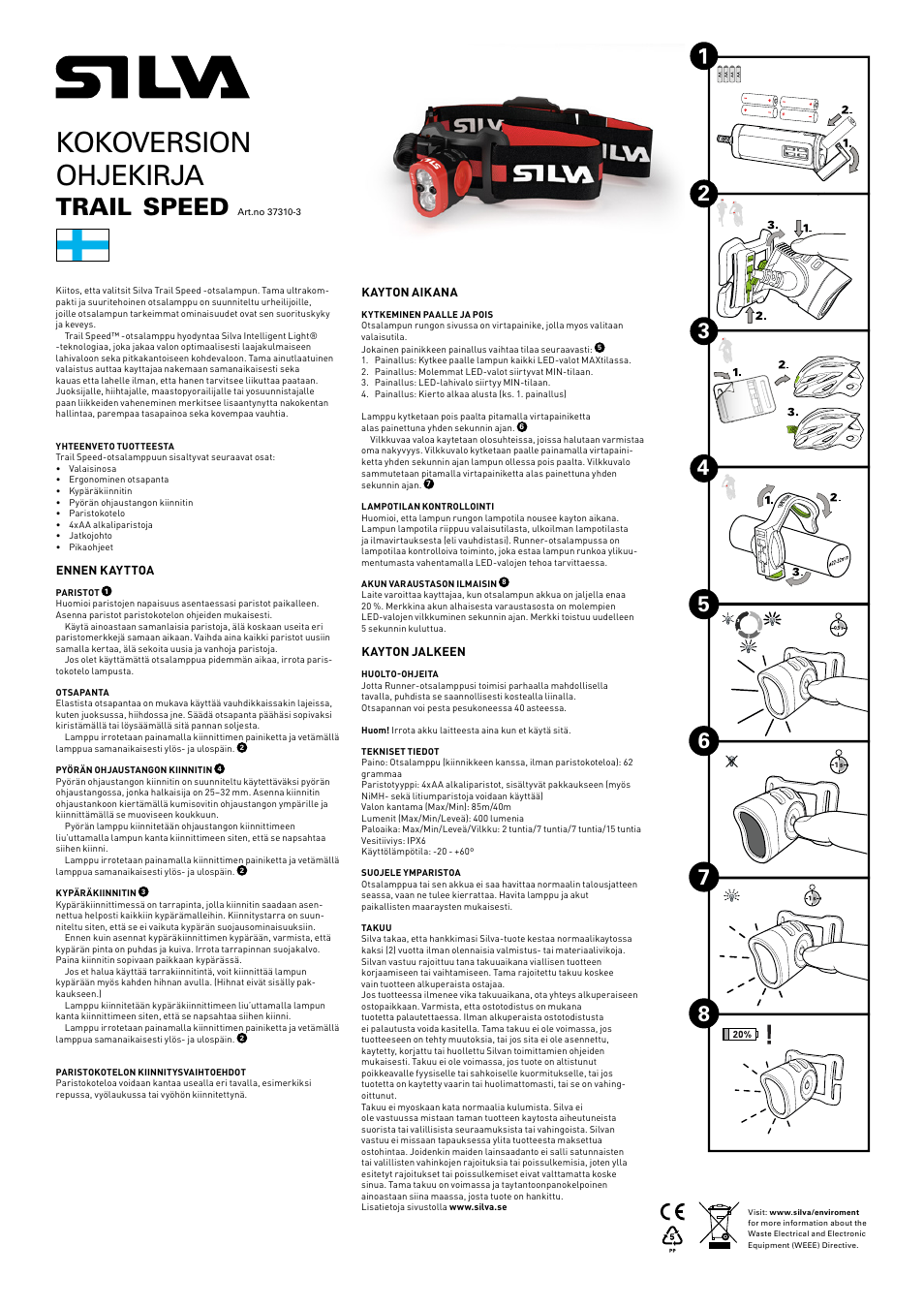 Kokoversion ohjekirja, Trail, Speed | SILVA Trail Speed User Manual | Page 5 / 13