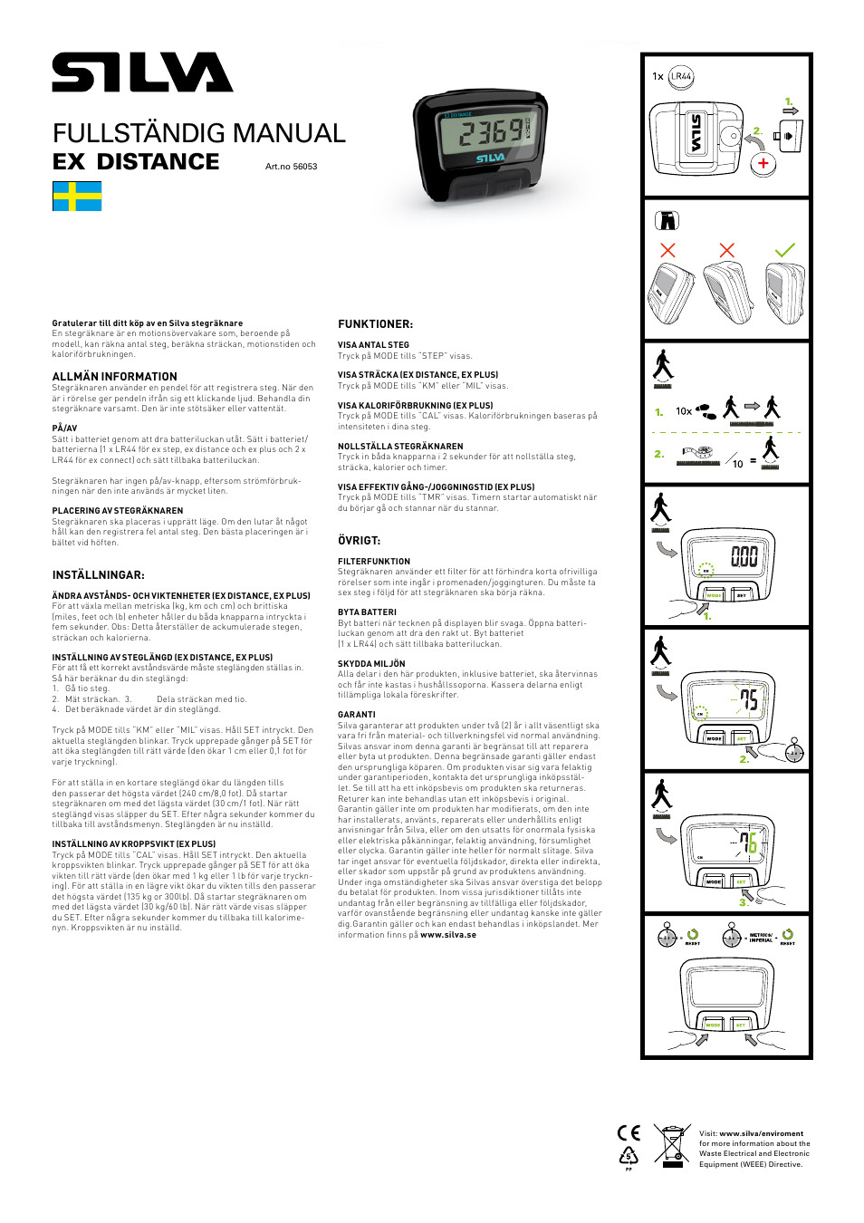 Fullständig manual, Distance | SILVA ex Distance User Manual | Page 3 / 16