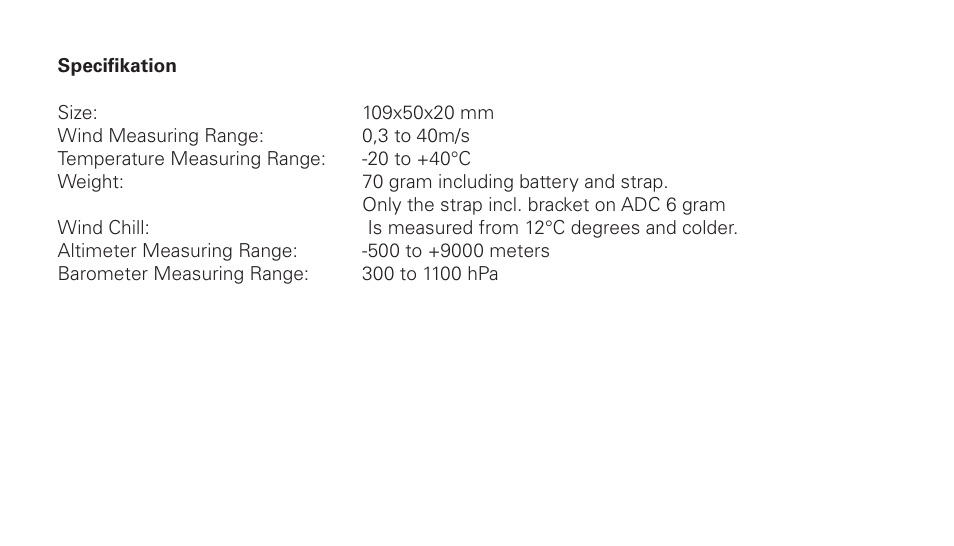 3 mått, vikt mm | SILVA ADC Summit User Manual | Page 138 / 623