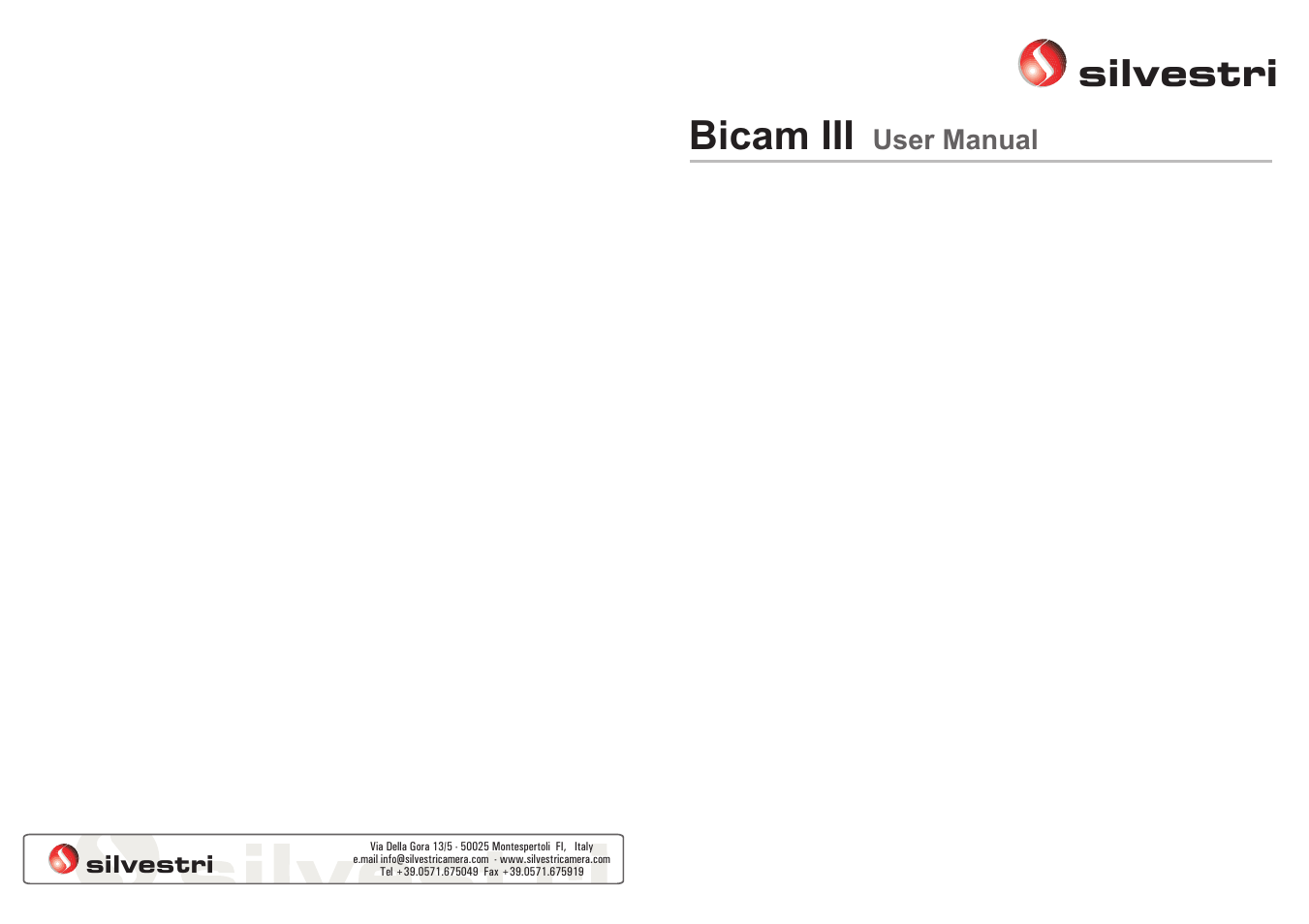 Silvestri Bicam III User Manual | 20 pages