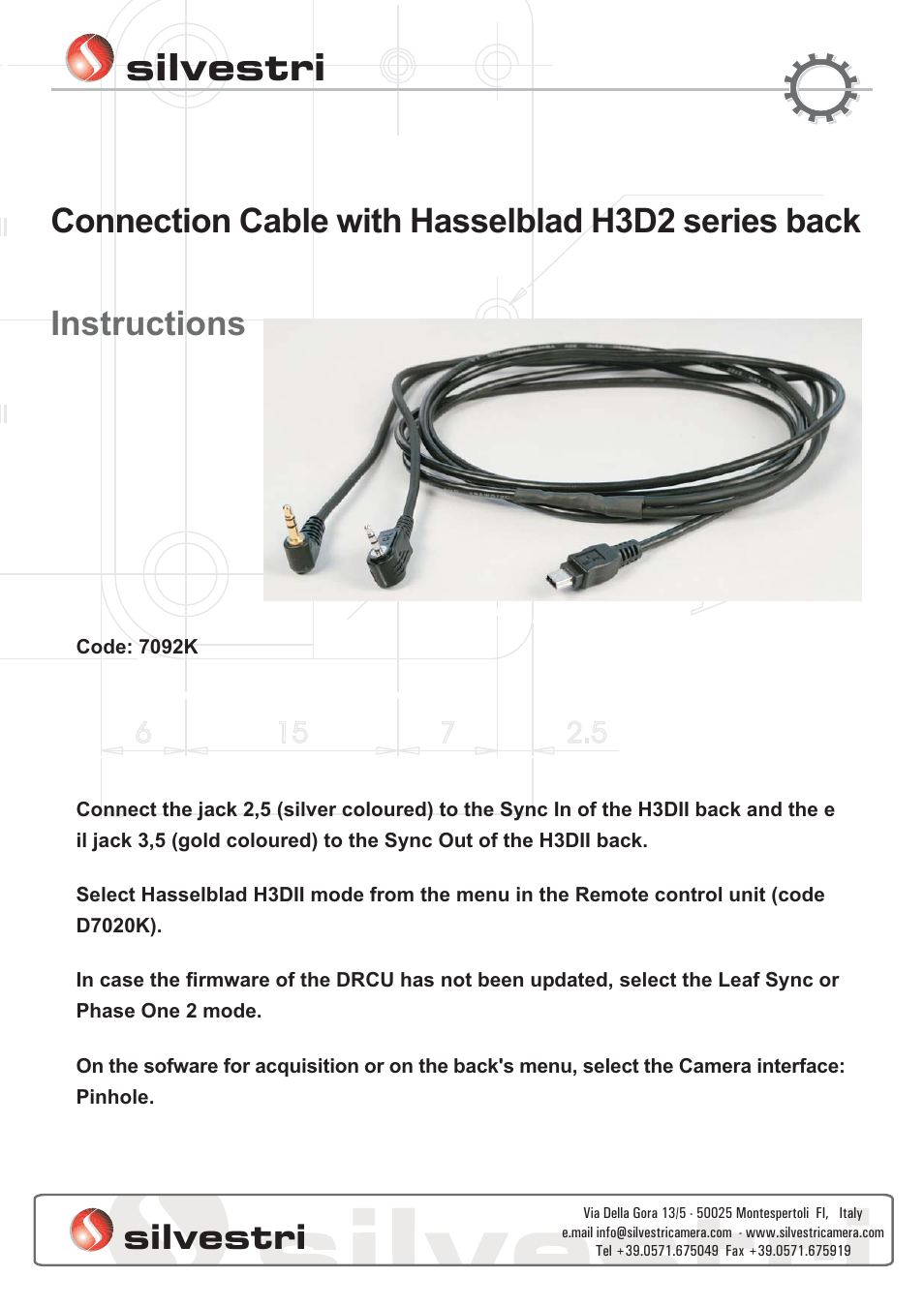 Silvestri 7092K User Manual | 1 page