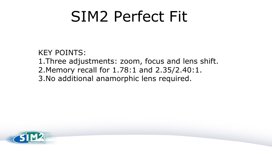 Slide 13, Sim2 perfect fit | Sim2 Perfect Fit User Manual | Page 13 / 19