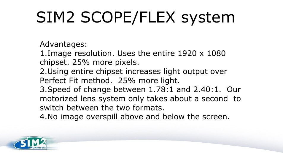 Slide 17, Sim2 scope/flex system | Sim2 Perfect Fit User Manual | Page 17 / 19