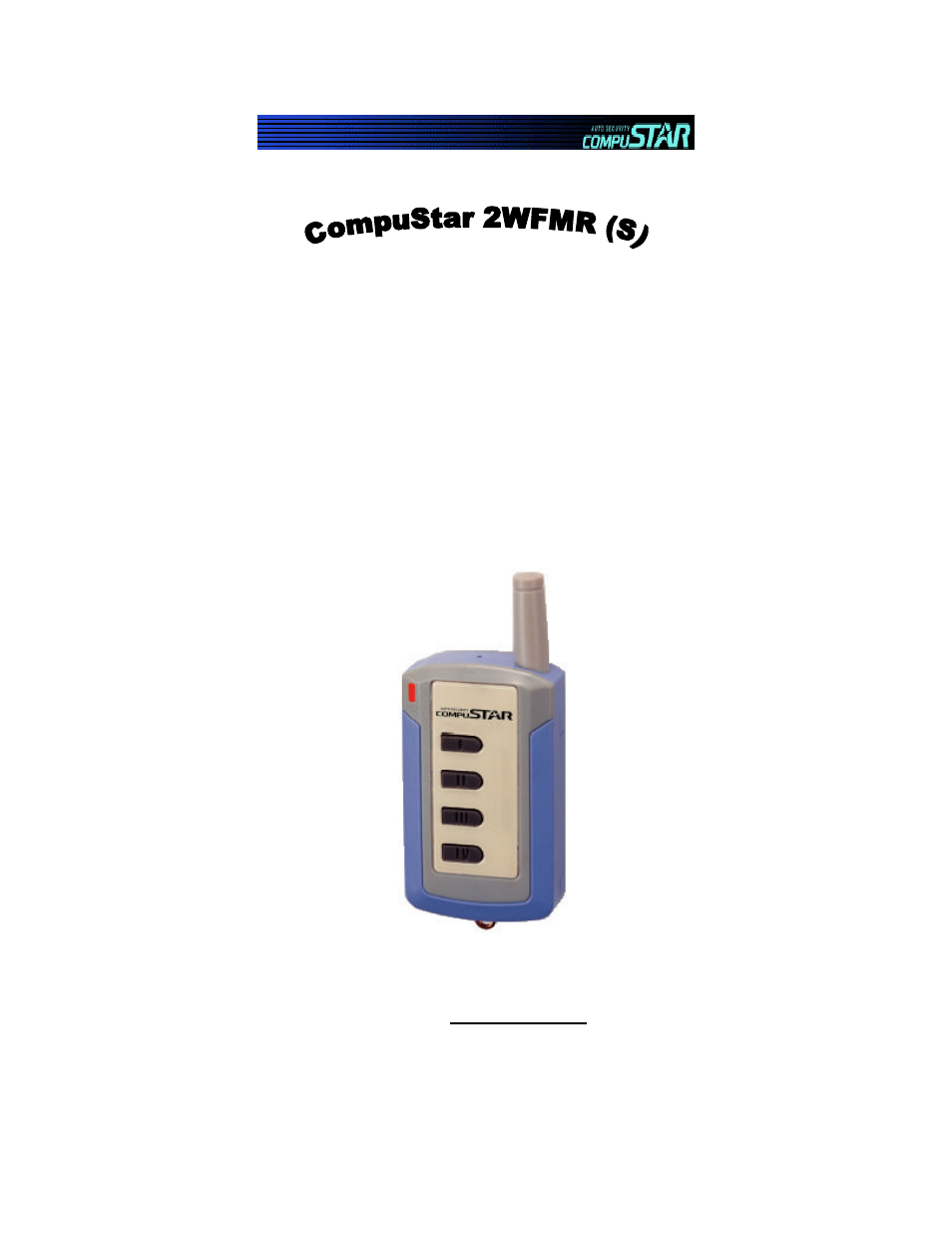 CompuSTAR 2WFMRS User Manual | 9 pages