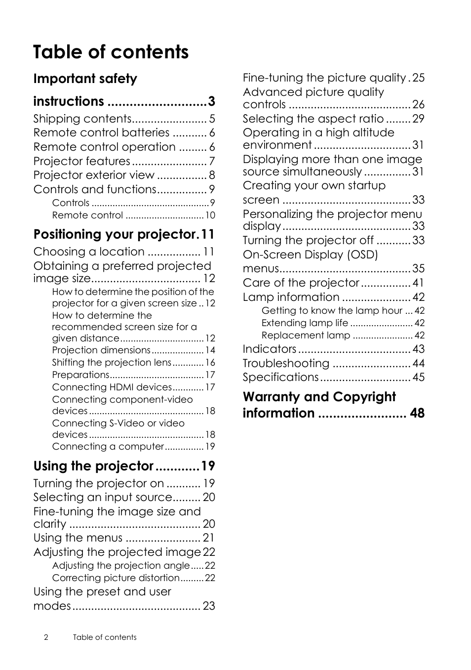 Sim2 Crystal User Manual | Page 2 / 51
