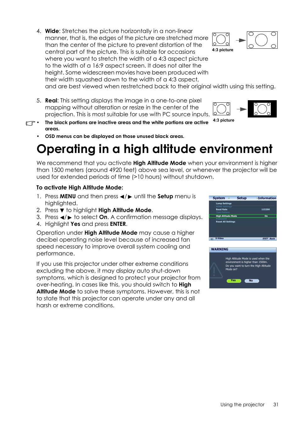 Operating in a high altitude environment, Operating in a high altitude, Environment | Sim2 Crystal User Manual | Page 31 / 51