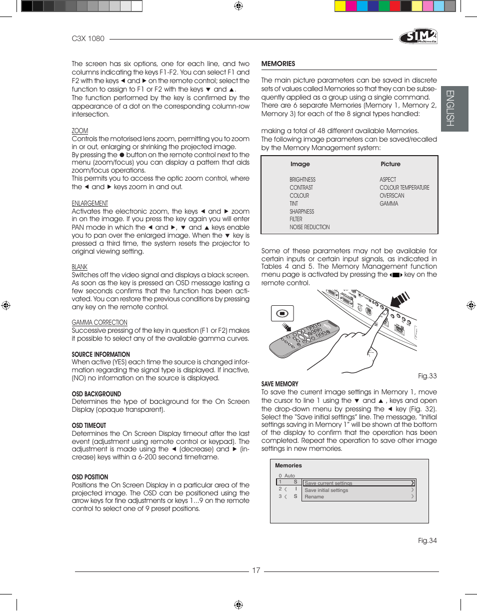 English | Sim2 C3X1080 User Manual | Page 18 / 29