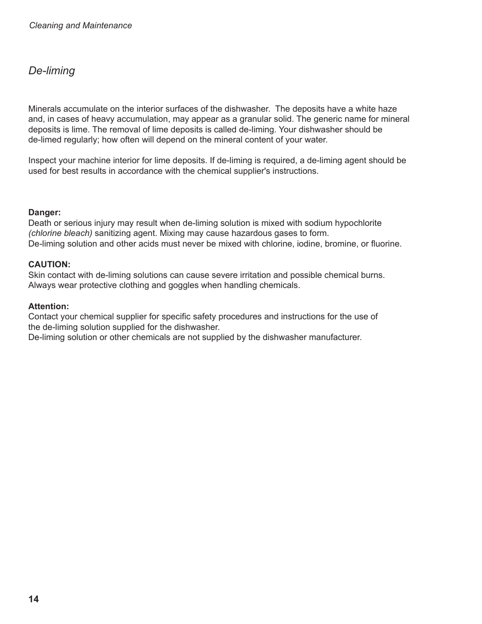 De-liming | Champion Manufacturing DH2000 User Manual | Page 22 / 44