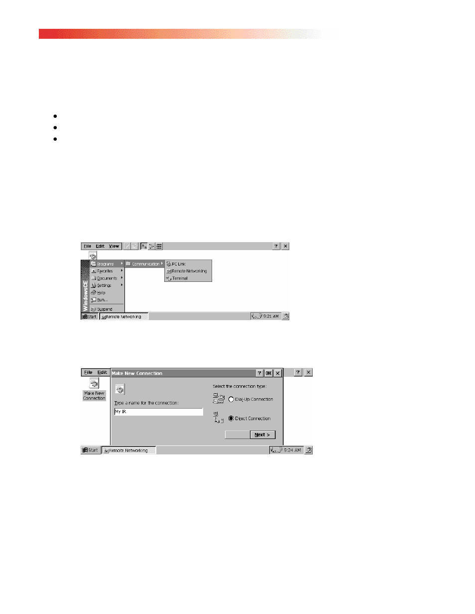 Configuring windows ce handheld pcs | Clarinet Systems EthIR LAN User Manual | Page 64 / 71